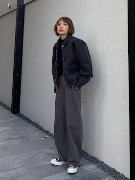 「アイテム（ダウンジャケット/コート）」を使った、RIHOさん（レディース・150cm）の春コーディネート