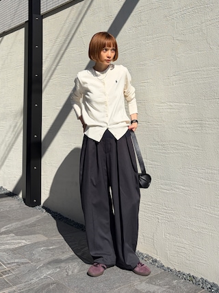 「POLO RALPH LAUREN（ポロ ラルフ ローレン）のコットン クルーネック カーディガン（カーディガン/ボレロ）」を使った、RIHOさん（レディース・150cm）の秋コーディネート