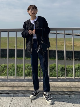 「PEANUTS（ピーナッツ）のアイテム」を使った、RIHOさん（レディース・150cm）の秋コーディネート