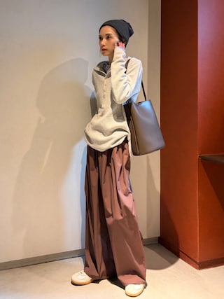 「green label relaxing(グリーンレーベルリラクシング)の【WEB限定】<at ease>2WAY ワイド パンツ 撥水 UVカット(その他パンツ)」を使った、RIHOさん(レディース・150cm)の冬コーディネート