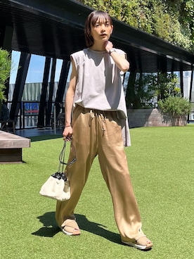 「JIL SANDER（ジルサンダー）のDRAWSTRING SM CROSSBODY（ショルダーバッグ）」を使った、RIHOさん（レディース・150cm）の夏コーディネート