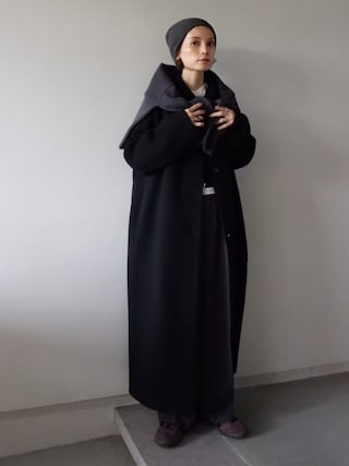 「for/c p.m（フォーシーピーエム）の[for/c p.m]リバーステンカラーコクーンロングコート（ステンカラーコート）」を使った、RIHOさん（レディース・150cm）の秋コーディネート