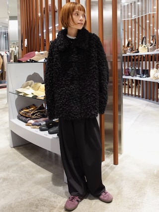 「BEAUTY&YOUTH UNITED ARROWS（ビューティーアンドユースユナイテッドアローズ）のカーリー フェイクファー ジャケット（その他アウター）」を使った、RIHOさん（レディース・150cm）の秋コーディネート