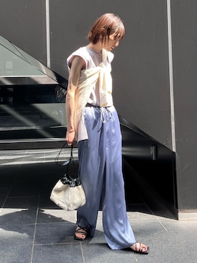 「JIL SANDER（ジルサンダー）のDRAWSTRING SM CROSSBODY（ショルダーバッグ）」を使った、RIHOさん（レディース・150cm）の夏コーディネート