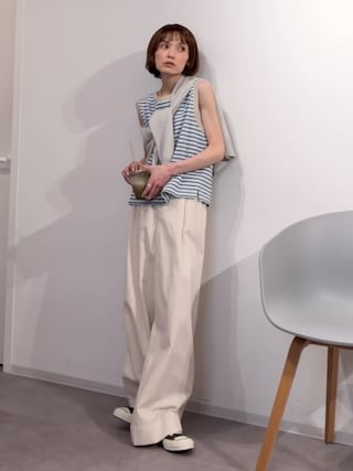 「human woman（ヒューマンウーマン）の◆【名品/5サイズ展開/ウォッシャブル】ドライタッチリネン混ガウチョパンツ（その他パンツ）」を使った、RIHOさん（レディース・150cm）の春コーディネート