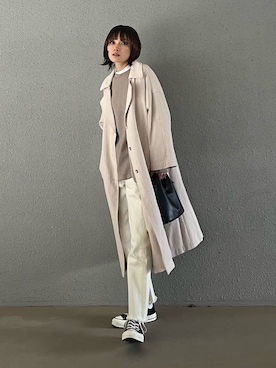 「春カラー」｜「アイテム（チェスターコート）」を使った、RIHOさん（レディース・150cm）の春コーディネート