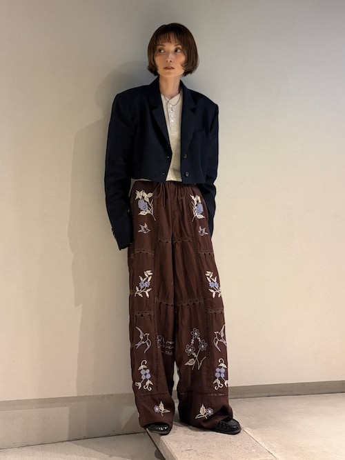 「6（ロク）の＜6(ROKU)＞コットン ショート ジャケット（テーラードジャケット）」を使った、RIHOさん（レディース・150cm）の春コーディネート