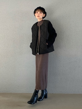 「スリット」｜「アイテム（ブルゾン）」を使った、RIHOさん（レディース・150cm）の秋コーディネート