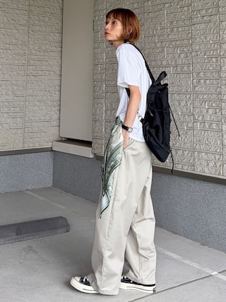 「mil(ミル)のバレルレッグ チノパンツ【586140】(チノパンツ)」を使った、RIHOさん(レディース・150cm)の秋コーディネート