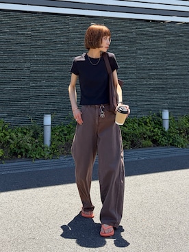「GLOBAL WORK（グローバルワーク）のアイテム」を使った、RIHOさん（レディース・150cm）の夏コーディネート