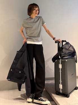 「アイテム（スウェットパンツ）」を使った、RIHOさん（レディース・150cm）の春コーディネート