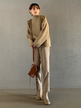 「ボリュームニット」｜「アイテム（ブーツ）」を使った、RIHOさん（レディース・150cm）の秋コーディネート