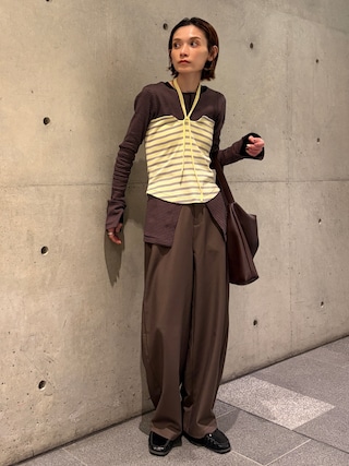 「Ameri（アメリ）のMILLER×Ameri BUISTIER SET TOP（Tシャツ/カットソー）」を使った、RIHOさん（レディース・150cm）の春コーディネート