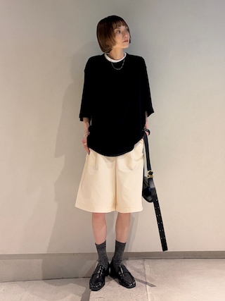 「MUJI Labo（ムジラボ）の男女兼用 スムースジャージー半袖プルオーバー（Tシャツ/カットソー）」を使った、RIHOさん（レディース・150cm）の春コーディネート