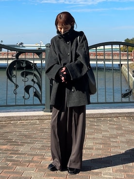 「アイテム（ステンカラーコート）」を使った、RIHOさん（レディース・150cm）の秋コーディネート