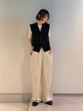 「UNIQLO（ユニクロ）のアイテム（トップス、ブラック系）」を使った、RIHOさん（レディース・150cm）の春コーディネート