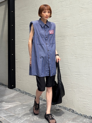 「MOHI(モヒ)の【別注】<MOHI...>WEAVE LACEUP シューズ(サンダル)」を使った、RIHOさん(レディース・150cm)の夏コーディネート