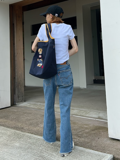 ラルフローレン RALPHLAUREN ハンドバッグ 綿 青白ストライプ ベアー ポロベア刺繍バッグ(トートバッグ)|POLO RALPH LAUREN(ポロ