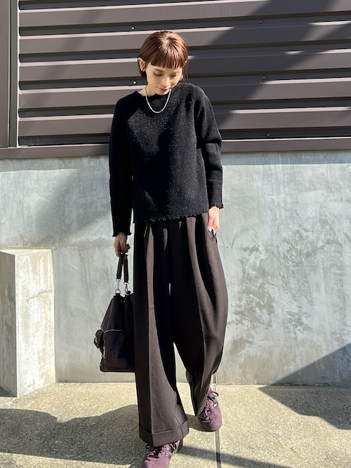 「mil（ミル）の裏ファー メロウニットトップス【585110】（ニット/セーター）」を使った、RIHOさん（レディース・150cm）の秋コーディネート