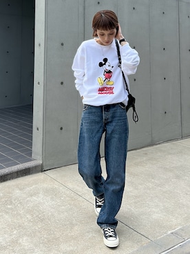 「アイテム（クラッチバッグ）」を使った、RIHOさん（レディース・150cm）の秋コーディネート