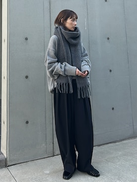 「アイテム（ストール/ショール）」を使った、RIHOさん（レディース・150cm）の冬コーディネート