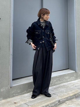 「アイテム（デニムジャケット）」を使った、RIHOさん（レディース・150cm）の秋コーディネート