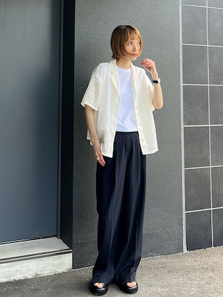 「GLOBAL WORK（グローバルワーク）のウツクシルエットDRYワイドパンツ/289061（その他パンツ）」を使った、RIHOさん（レディース・150cm）の夏コーディネート