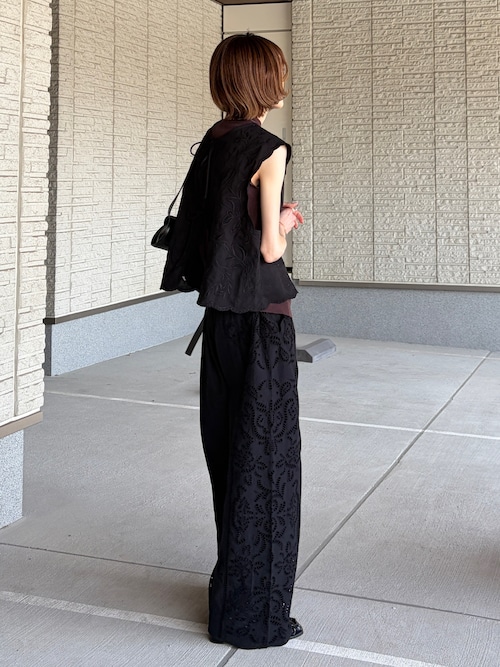 GLOBAL WORK meets india 刺繍パンツ　ブラックL meets India/レース刺繍パンツ/625307（その他パンツ）｜GLOBAL WORK