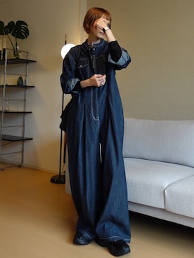 「アイテム（つなぎ/オールインワン）」を使った、RIHOさん（レディース・150cm）の秋コーディネート