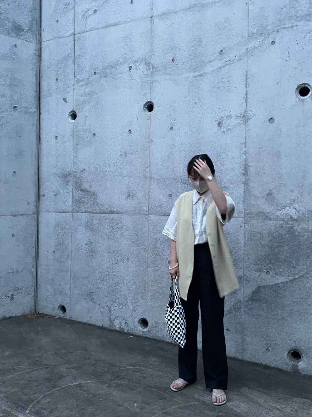 「MAISON SPECIALのアイテム（パンツ、ブルー系）」を使った、yuuuuuuukaさん（レディース・158cm）の夏コーディネートの1枚目の写真