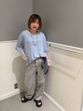 「LEPSIM（レプシィム）のステンレスロングアレンジネックレス　587102（ネックレス、シルバー系）」を使った、みさみささん（レディース・158cm）の夏コーディネート