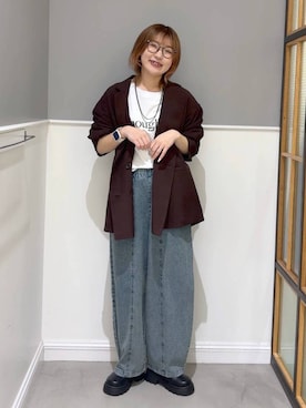 「LEPSIM（レプシィム）のステンレスロングアレンジネックレス　587102（ネックレス、ブラック系）」を使った、みさみささん（レディース・158cm）の春コーディネート