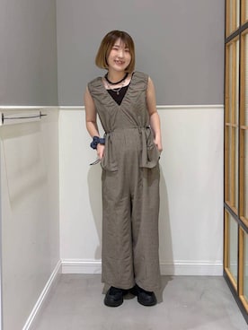 「LEPSIM（レプシィム）のポコポコペプラムオールインワン　1044439（つなぎ/オールインワン、その他）」を使った、みさみささん（レディース・158cm）の夏コーディネート