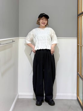 「LEPSIM（レプシィム）の【NEW ERA】コットンフラックスキャップ　617079（キャップ、ブラック系）」を使った、みさみささん（レディース・158cm）の春コーディネート