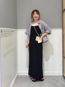 「LEPSIM（レプシィム）のデニムBIGショートシャツ/SS　639529（シャツ/ブラウス、パープル系）」を使った、みさみささん（レディース・158cm）の夏コーディネート