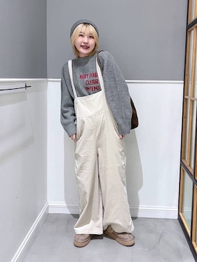 「アイテム（サロペット/オーバーオール）」を使った、みさみささん（レディース・160cm）の冬コーディネート