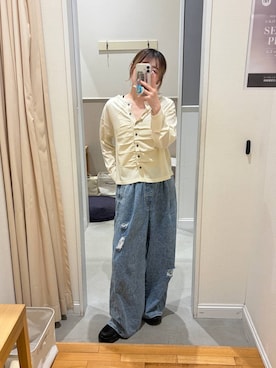 「LEPSIM（レプシィム）のイージーデニムパンツ　630150【KKfashion紹介アイテム】（デニムパンツ、ブルー系）」を使った、みさみささん（レディース・158cm）の夏コーディネート