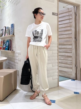 「メガネ」｜「アイテム（スリッポン）」を使った、ＫＡＮＡさん（レディース・156cm）の夏コーディネート