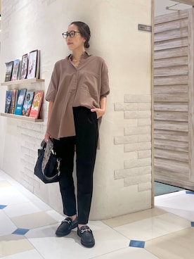 「アイテム（メガネ）」を使った、ＫＡＮＡさん（レディース・156cm）の秋コーディネート