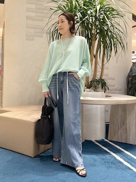 「BARNYARDSTORM（バンヤードストーム）のBARNYARDSTORM / 綿シルクベアテレコタンク（タンクトップ、ホワイト系）」を使った、ＫＡＮＡさん（レディース・156cm）の春コーディネート