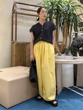 「BARNYARDSTORM（バンヤードストーム）のBARNYARDSTORM / タタックイージーパンツ＜セットアップ対応＞【WEB限定サイズL】（その他パンツ、イエロー系）」を使った、ＫＡＮＡさん（レディース・156cm）の春コーディネート