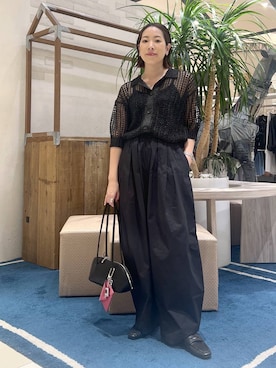 「BARNYARDSTORM（バンヤードストーム）のBARNYARDSTORM / タタックイージーパンツ（その他パンツ、ブラック系）」を使った、ＫＡＮＡさん（レディース・156cm）の春コーディネート