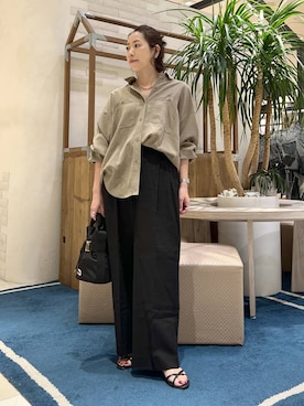 「BARNYARDSTORM（バンヤードストーム）のBARNYARDSTORM / Ｗポケットツイルシャツ / ハンドウォッシャブル（シャツ/ブラウス、グリーン系）」を使った、ＫＡＮＡさん（レディース・156cm）の春コーディネート