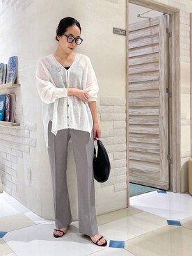 「メガネ」｜「アイテム（スリッポン）」を使った、ＫＡＮＡさん（レディース・156cm）の夏コーディネート