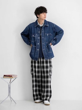 「アイテム（デニムジャケット）」を使った、akiiiiさん（メンズ・181cm）の夏コーディネート