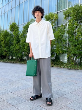 「オーバーシャツ」｜「アイテム（その他）」を使った、akiiiiさん（メンズ・181cm）の夏コーディネート