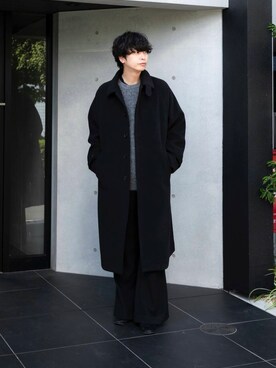 「アイテム（ステンカラーコート）」を使った、akiiiiさん（メンズ・181cm）の秋コーディネート