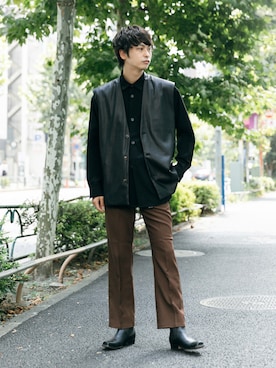 「秋トレンド2021」｜「アイテム（その他アウター）」を使った、akiiiiさん（メンズ・181cm）の夏コーディネート