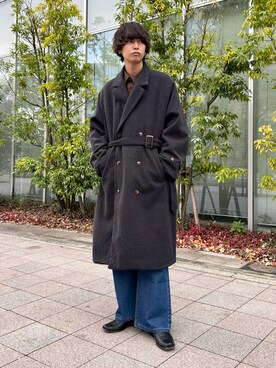 「SENSE OF PLACE by URBAN RESEARCH（センスオブプレイスバイアーバンリサーチ）のアイテム（トレンチコート）」を使った、akiiiiさん（メンズ・181cm）の秋コーディネート