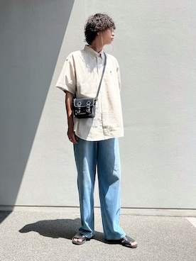 「レザーサンダル」｜「アイテム（その他）」を使った、akiiiiさん（メンズ・181cm）の夏コーディネート